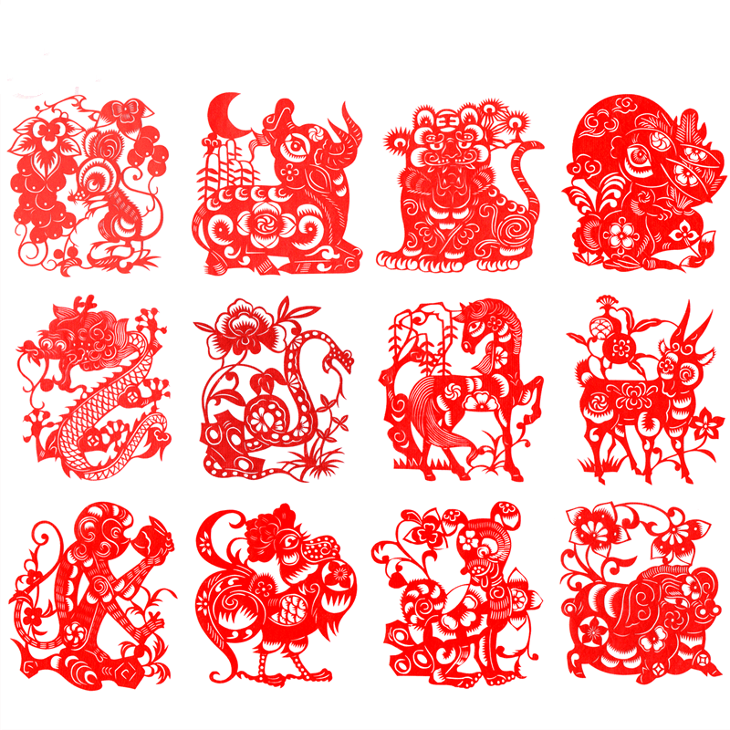 Chinese Traditional Elements Dyed Color Zodiac Paper-cut Art Finished Product — view 2